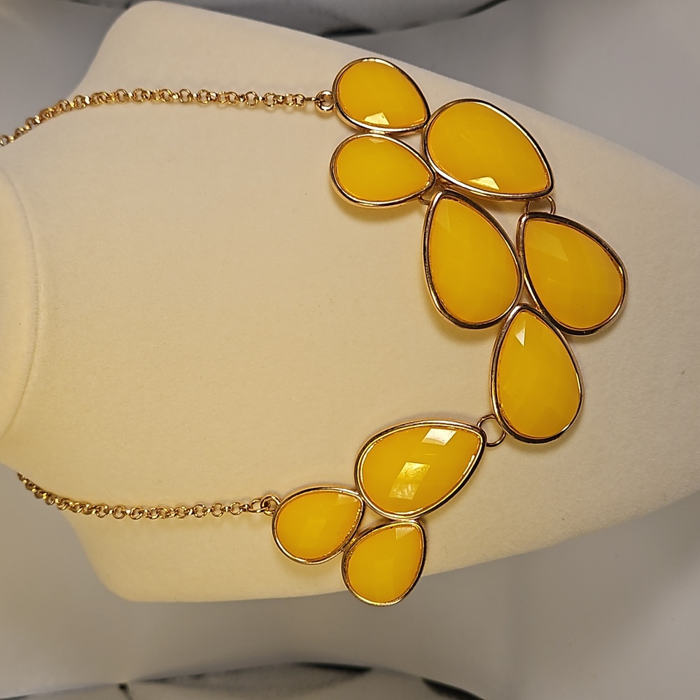 Jane Stone Bubble Bib Teardrop  Necklace